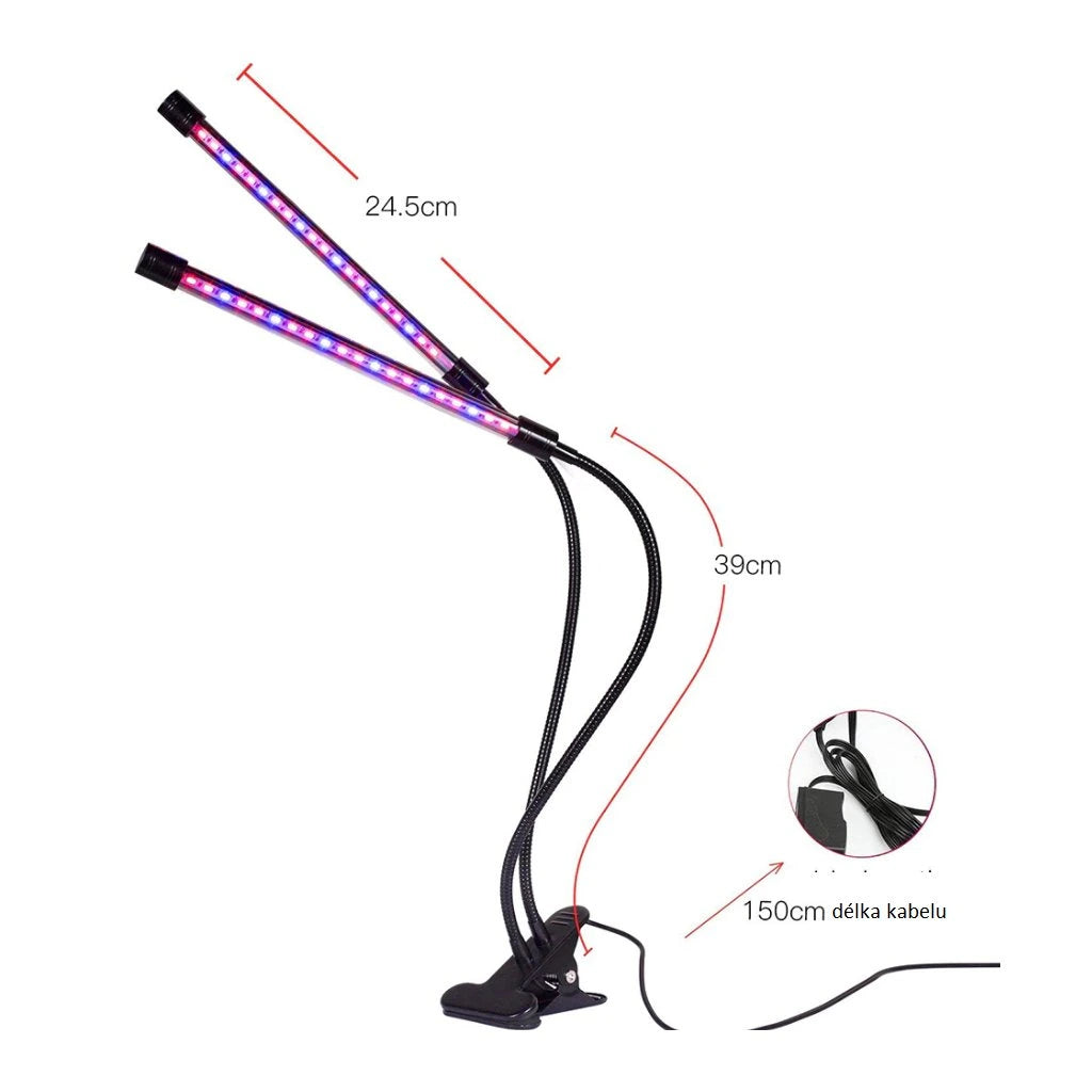 LED lampička s klipem pro pěstování rostlin